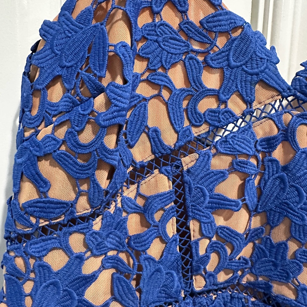 Self-Portrait Blue Lace Dress - Picture 3 of 6